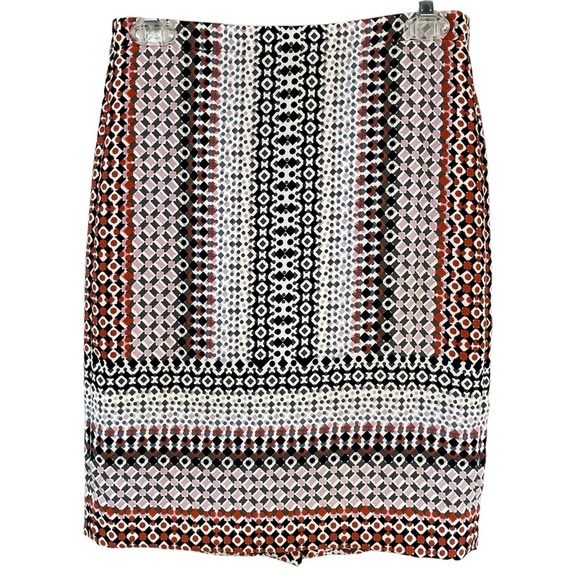 J. Crew Women’s Multicolor Geometric Print Pencil Skirt Chic Sophisticated Sz 00 - Picture 1 of 10